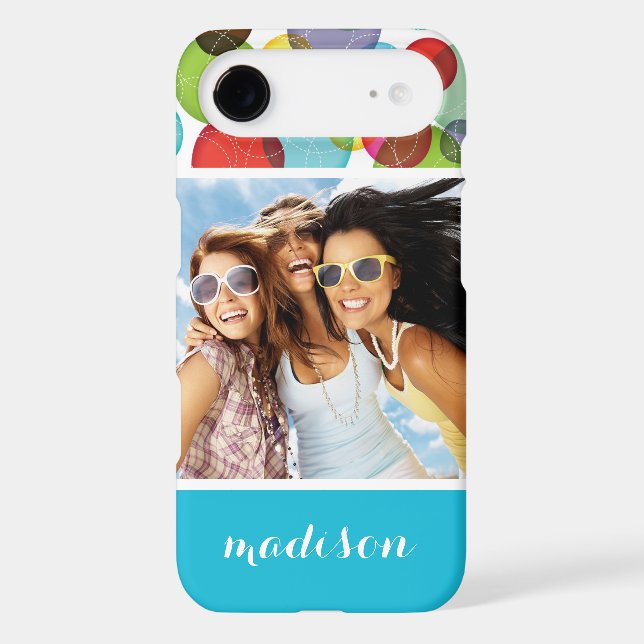 Custom Photo & Name Round bubbles kids pattern 2 Case-Mate iPhone Case (Back)