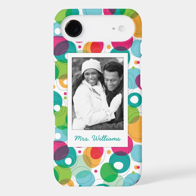 Custom Photo & Name Round bubbles kids pattern Case-Mate iPhone Case (Back)