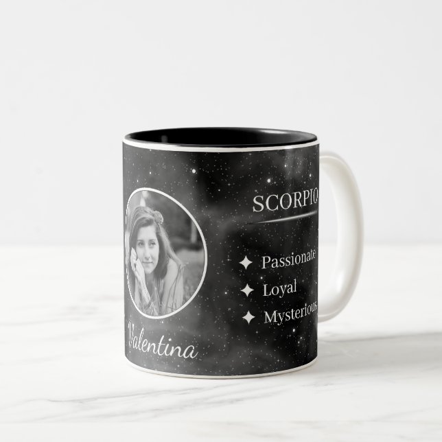 Custom Photo & Name Scorpio Zodiac Coffee Mug (Front Right)