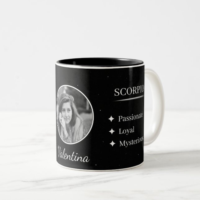Custom Photo & Name Scorpio Zodiac Traits Mug (Front Right)
