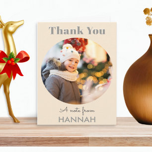Custom Photo Name Simple Christmas Thank You Note Card
