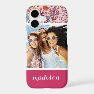 Custom Photo & Name Spring pattern with flowers