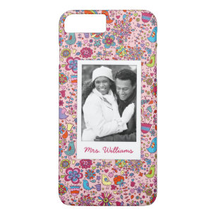 Custom Photo & Name Spring pattern with flowers Case-Mate iPhone Case