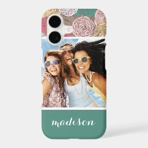 Custom Photo & Name Stylish floral pattern