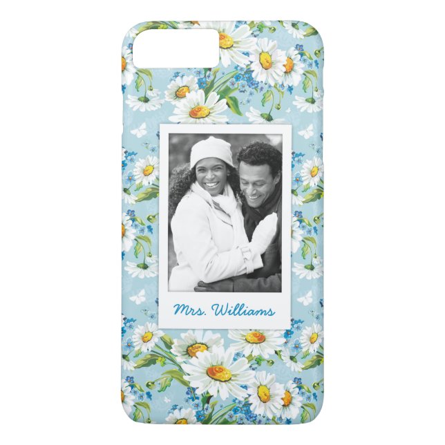 Custom Photo & Name Stylish floral pattern 2 Case-Mate iPhone Case (Back)