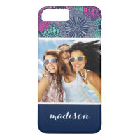 Custom Photo & Name Stylish Floral Pattern