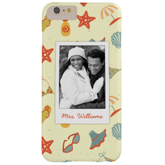 Custom Photo & Name Summer Beach Pattern Case-Mate iPhone Case (Back)