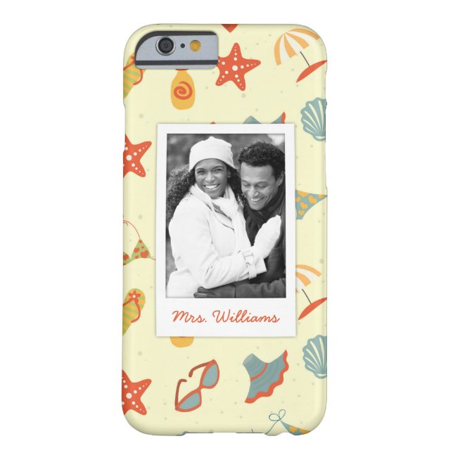 Custom Photo & Name Summer Beach Pattern Case-Mate iPhone Case (Back)