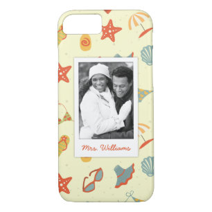 Custom Photo & Name Summer Beach Pattern Case-Mate iPhone Case