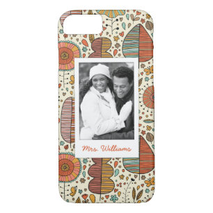 Custom Photo & Name Summer Leaves Pattern iPhone 8/7 Case