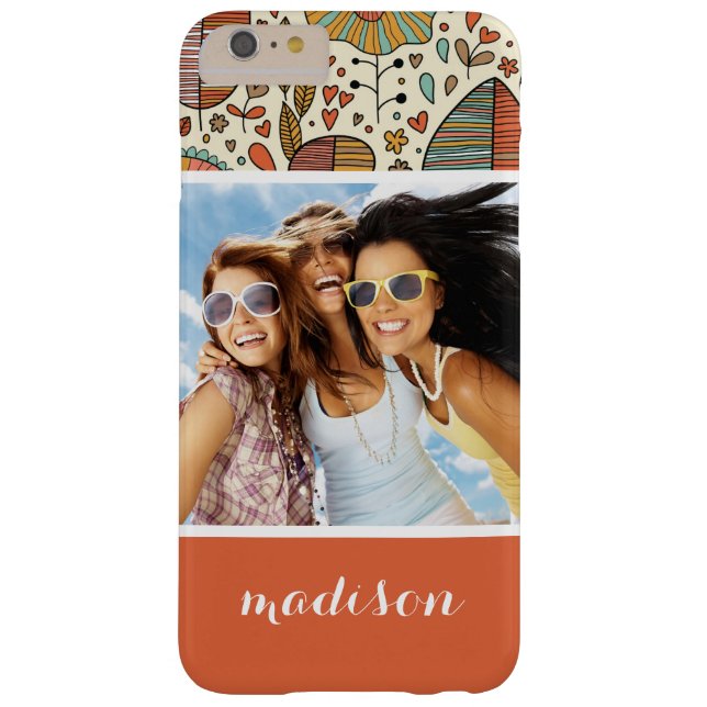 Custom Photo & Name Summer Leaves Pattern Case-Mate iPhone Case (Back)