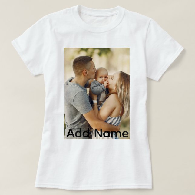 Custom Photo Name Text Personalised T-Shirt (Design Front)