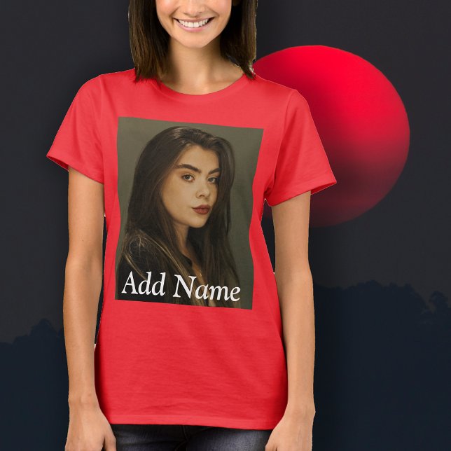 Custom Photo Name Text Personalised T-Shirt (Custom Photo Name Text Personalized T-Shirt-upload your favorite photo, add a custom name or text)