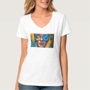 Custom Photo Name Text Personalised v neck womens T-Shirt