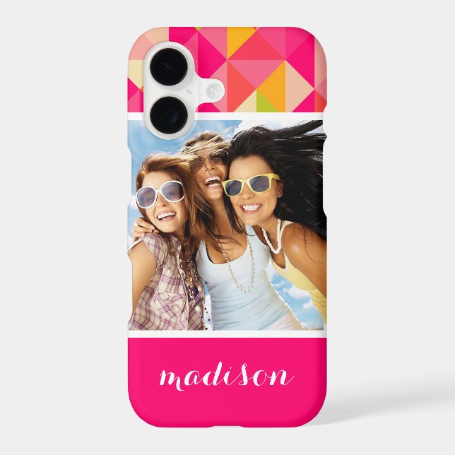 Custom Photo & Name Triangles geometrical pattern (Back)