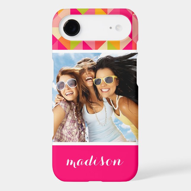 Custom Photo & Name Triangles geometrical pattern Case-Mate iPhone Case (Back)