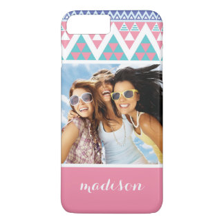Custom Photo & Name Tribal aztec colourful pattern Case-Mate iPhone Case