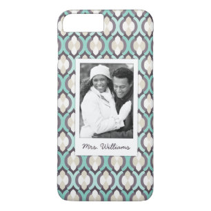 Custom Photo & Name Turquoise Moroccan Pattern Case-Mate iPhone Case