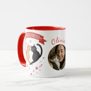 Custom Photo & Name Valentine's Cat Mom Gift Mug