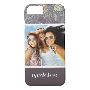 Custom Photo & Name Vintage Wallpaper Pattern Case-Mate iPhone Case