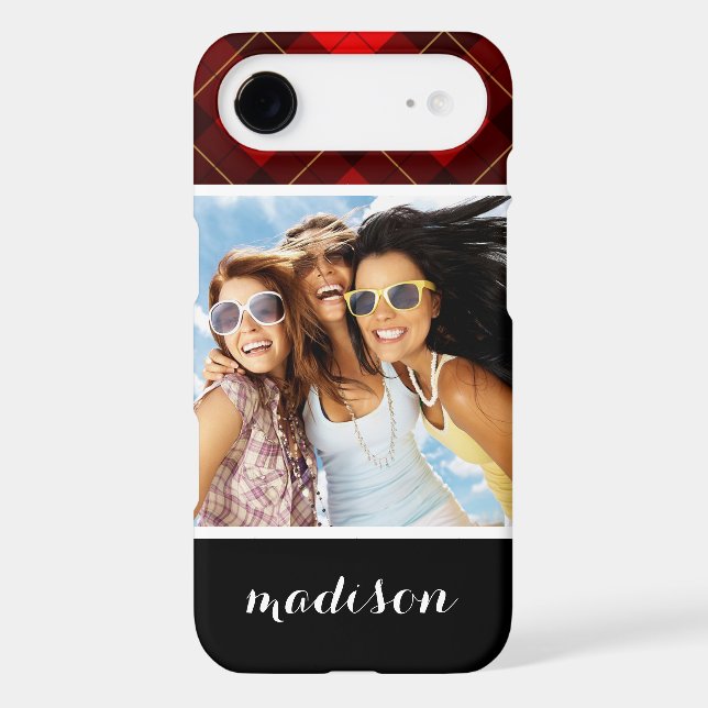 Custom Photo & Name Wallace tartan background Case-Mate iPhone Case (Back)