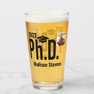 Custom photo, name & year Ph.D. Glass