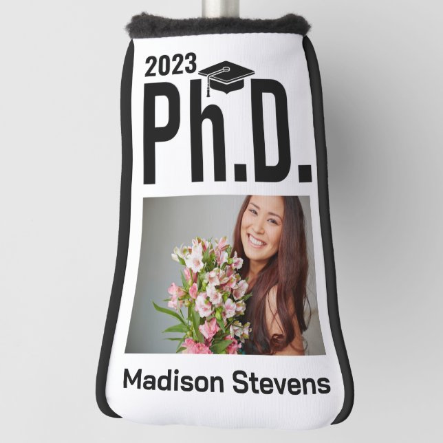 Custom photo, name & year Ph.D. Golf Head Cover (Rotate 90)