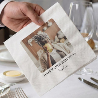 Custom Photo Napkins, Personalised Birthday Party Napkin