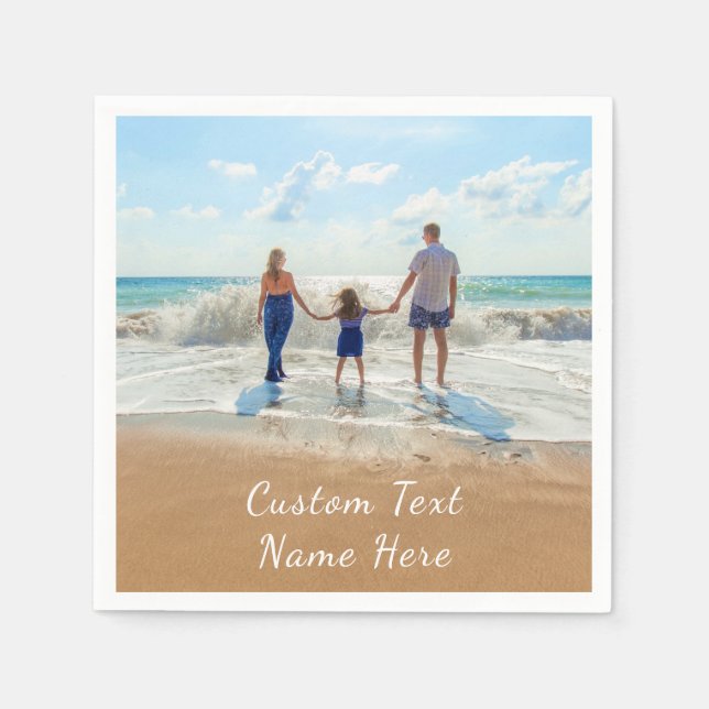 Custom Photo Napkins with Your Photos and Text (Front)