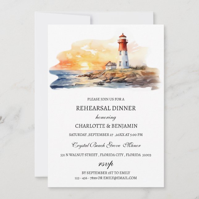 Custom Photo Nautical Beach  Rehearsal Dinner  Invitation (Front)