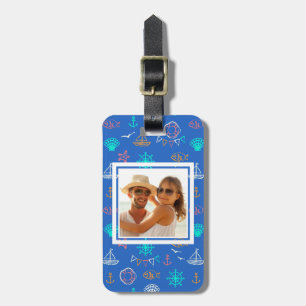 Custom Photo Nautical Chalk Drawing Pattern 1 Luggage Tag