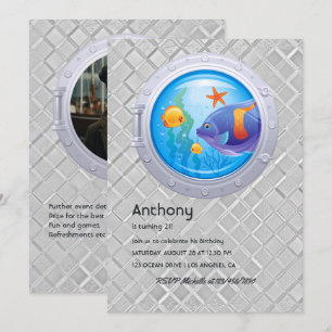 Custom Photo Nautical Porthole Birthday Invitation