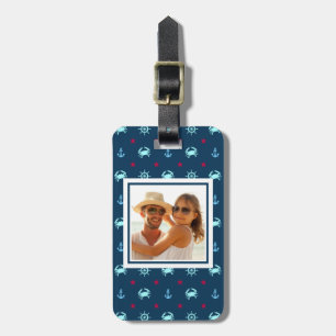 Custom Photo Nautical Star Pattern Luggage Tag