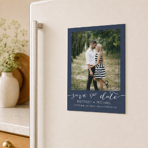 Custom Photo Navy Save the Date