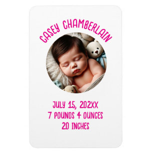 custom photo newborn baby announcement magnet