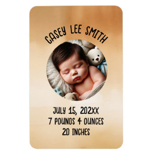 custom photo newborn baby beige watercolor magnet