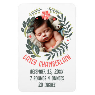 custom photo newborn babyfloral wreath magnet