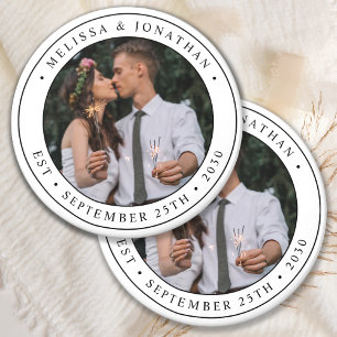 Custom Photo Newlywed Couple Name Est Date Wedding Magnet