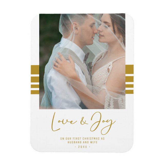 Custom Photo Newlyweds First Christmas Magnet (Vertical)