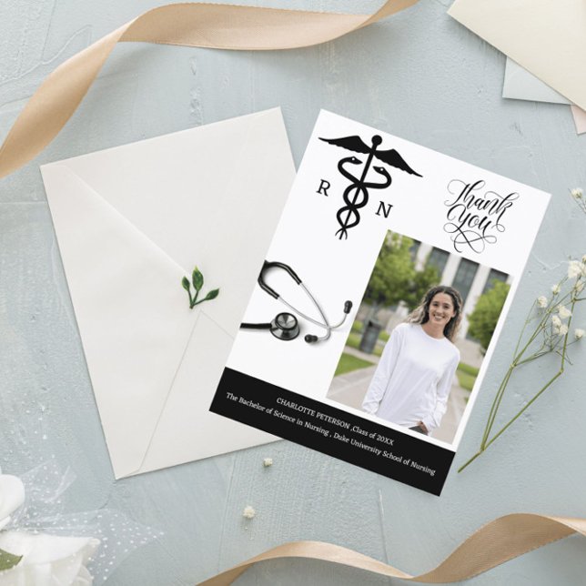 Custom Photo Nurse Graduation Party Thank You Postcard (Creator Uploaded)