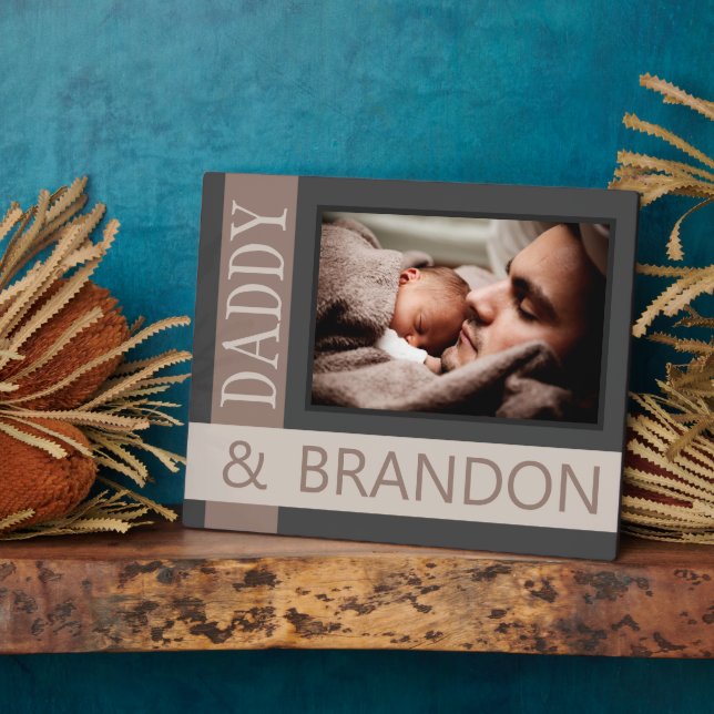 Custom Photo Of Dad With Child Plaque (Side)