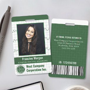 Custom Photo Office Company Employee Bar Code Logo ID Badge