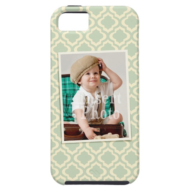 Custom photo on seafoam quatrefoil background Case-Mate iPhone case (Back)