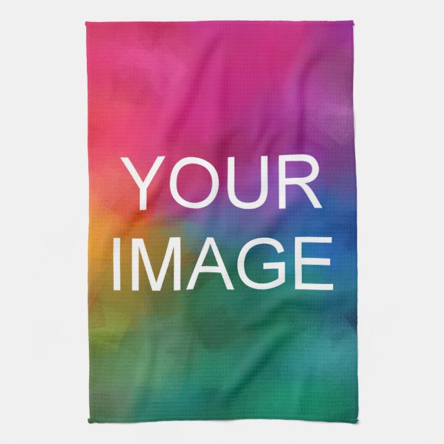 Custom Photo or Business Logo Modern Template Tea Towel (Vertical)