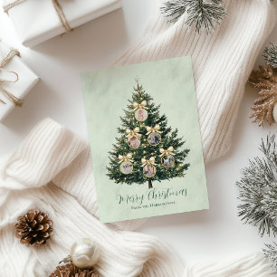 Custom Photo Ornaments on Christmas Tree Holiday Card