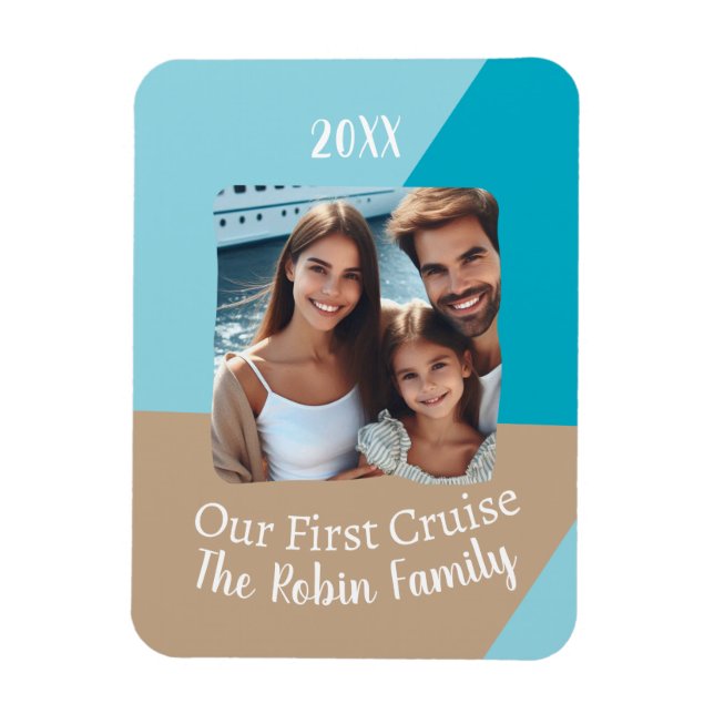 Custom Photo Our First Cruise Souvenir Magnet (Vertical)