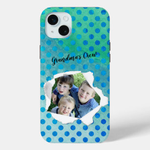 Custom Photo Paper Punch Hole Polka Dot Template iPhone 15 Mini Case