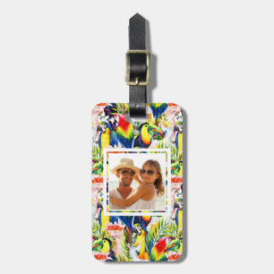Custom Photo Parrots And Palm Leaves Luggage Tag