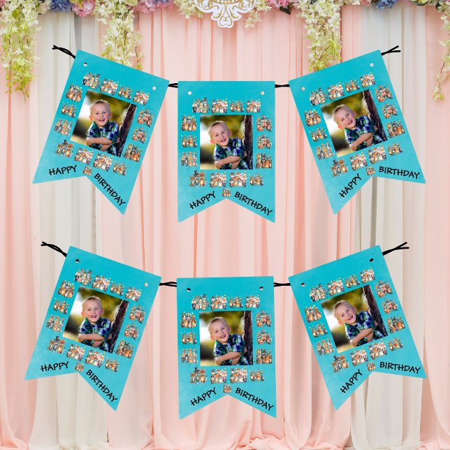 Custom Photo Party Animals Theme Kids Birthday Bunting (Creator Uploaded)