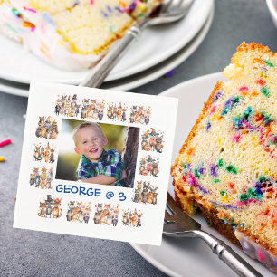 Custom Photo Party Animals Theme Kids Birthday Napkin
